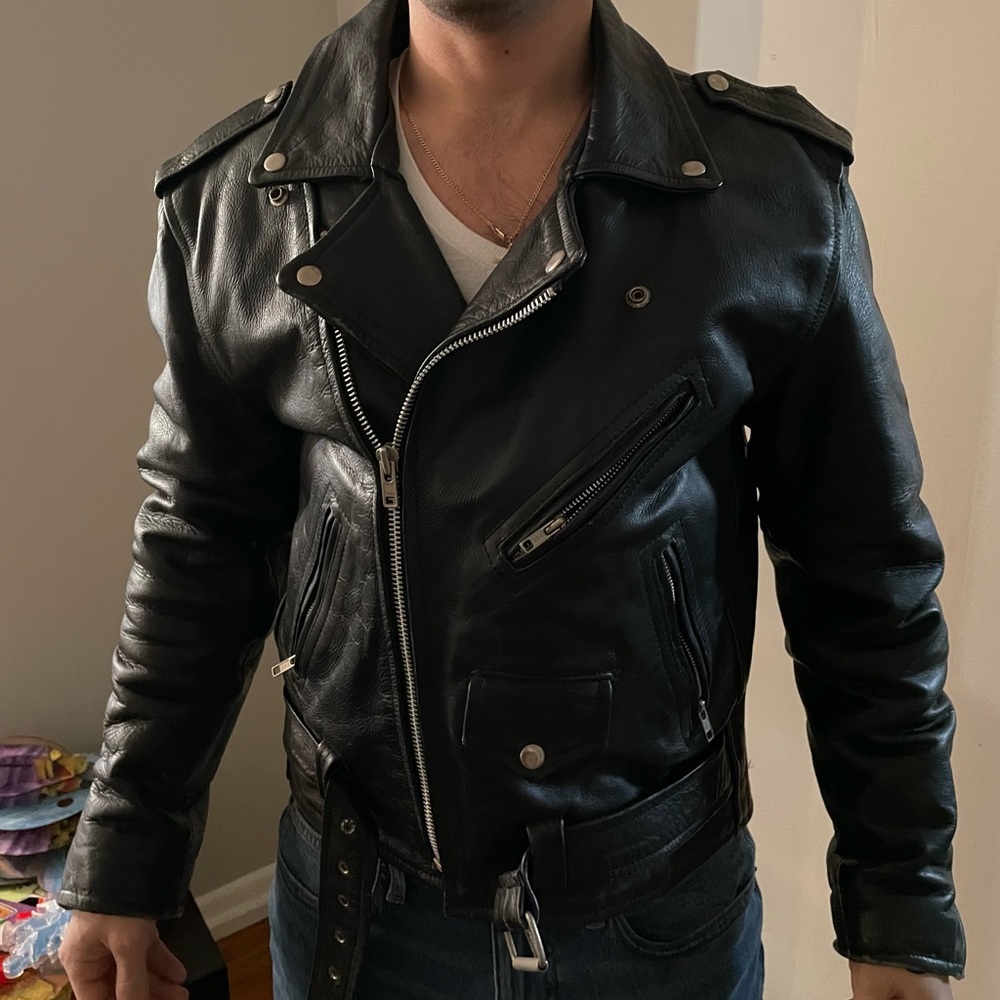 Oscar Leopoldo Authentic Leather Biker Jacket